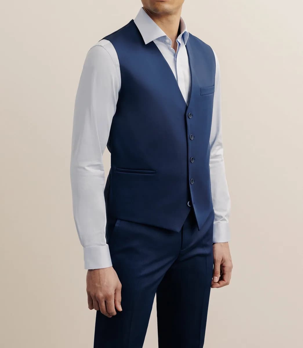 Gilet de costume tissu technique bleu