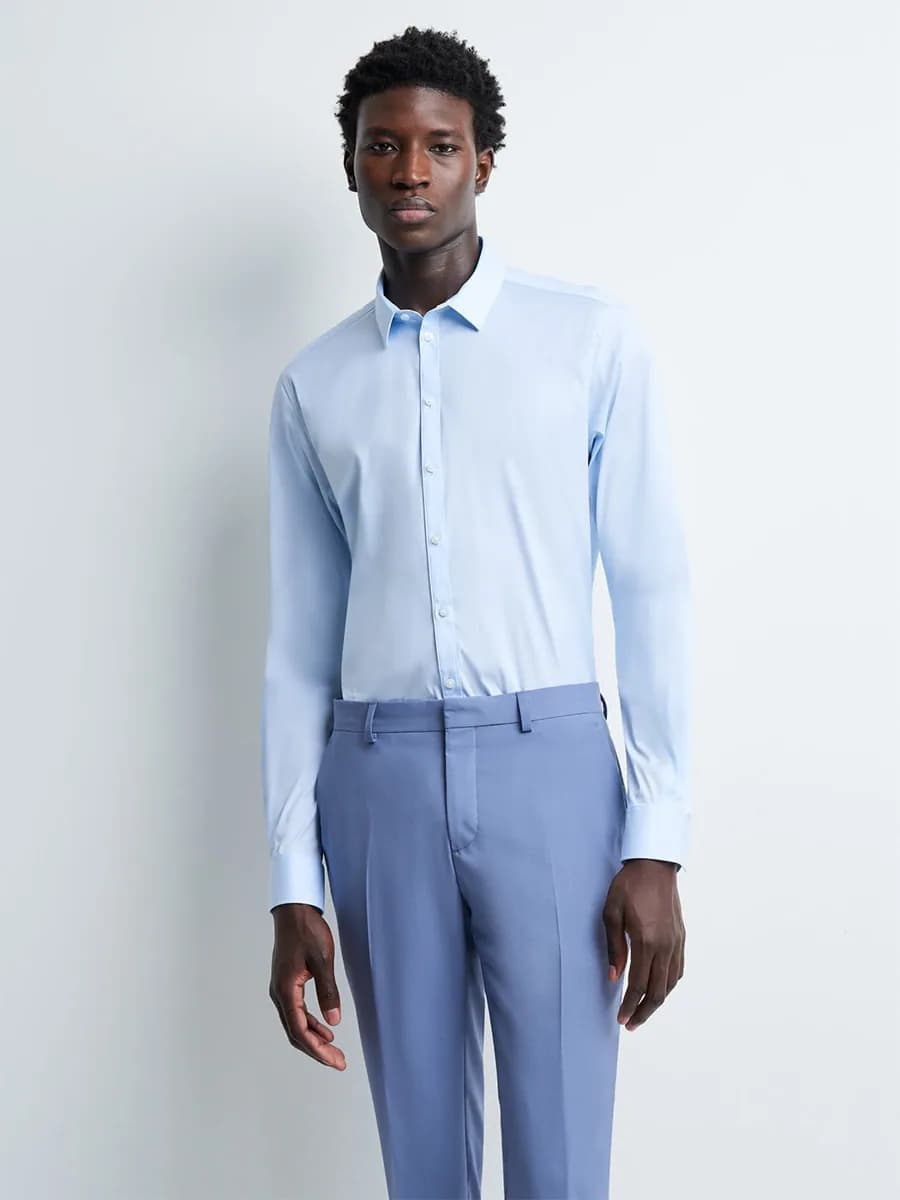 Chemise extra-slim en popeline unie
