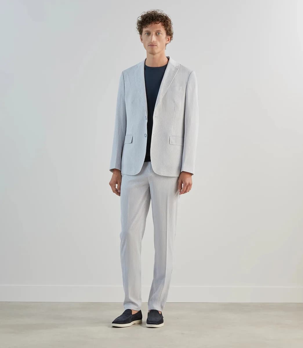 Veste ville seersucker bleu