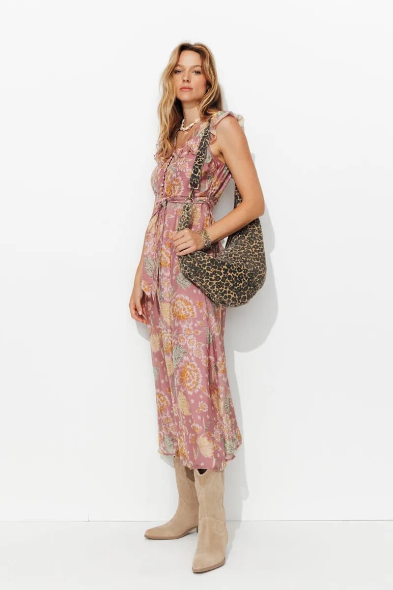 Robe longue viscose soie