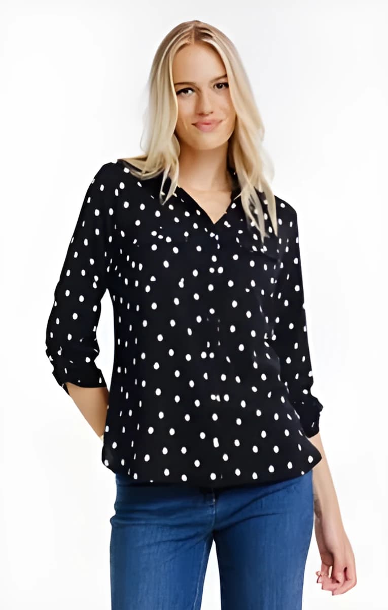 Chemise imprimé pois – Chocolat