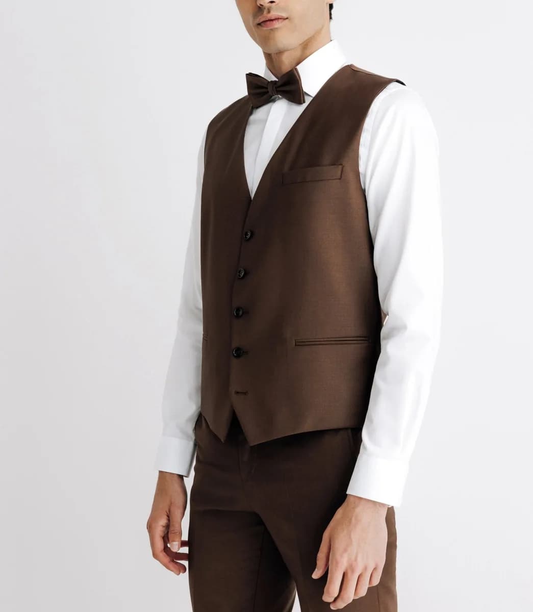 Gilet de costume aspect brillant marron