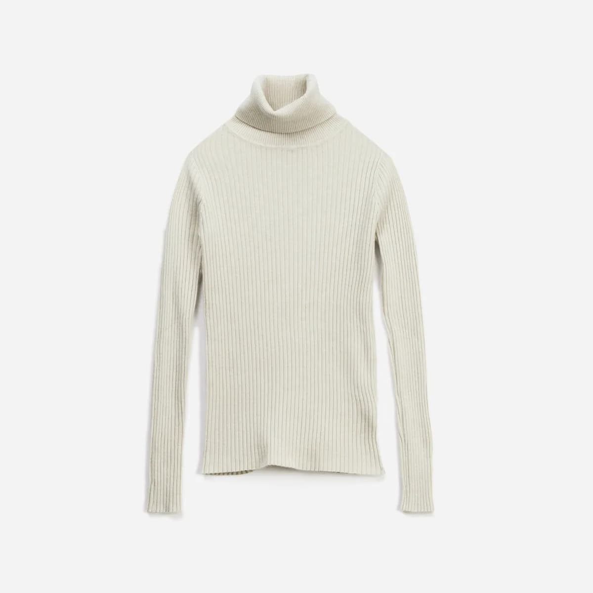 Pull ERAM WEAR beige tricot côtelé col roulé
