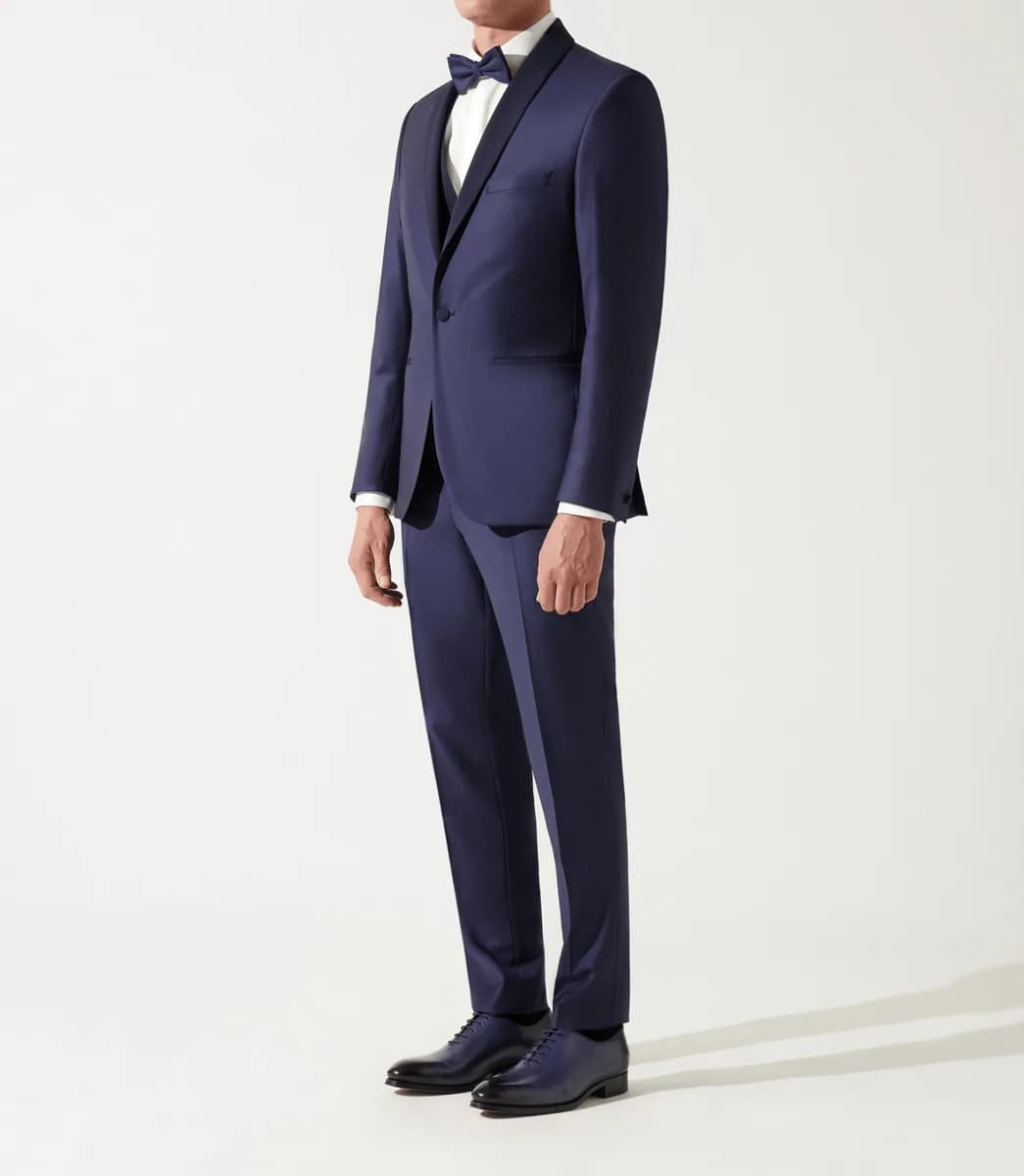 Costume de cérémonie à col châle marine