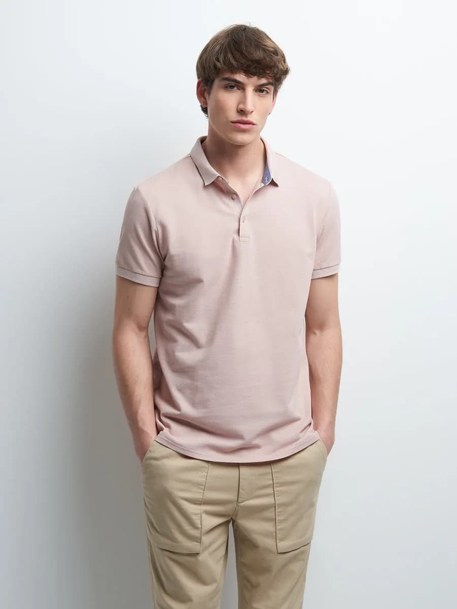 Polo à manches courtes en coton à motif