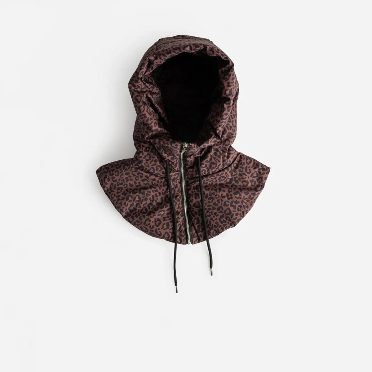 Capuche doudoune marron motif léopard