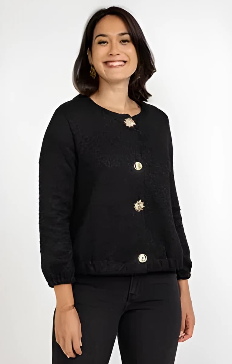 Cardigan maille bouclette – Noir