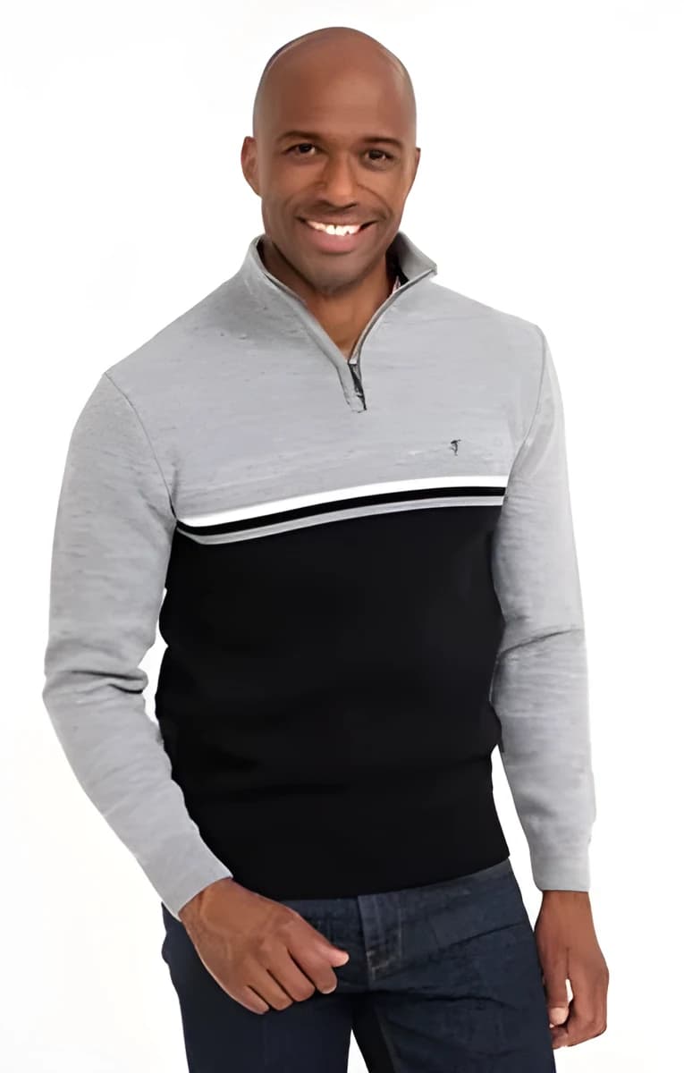 Pull col montant rayé Lazy – Marine