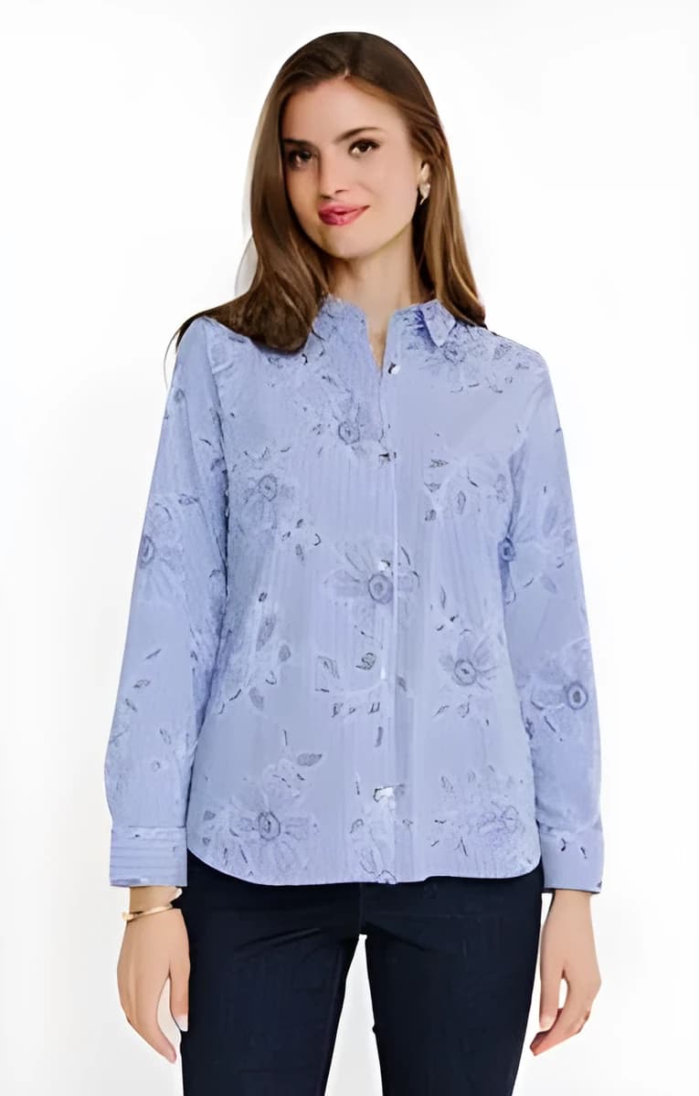 Chemise rayée à imprimé fleurs – Bubble Gum