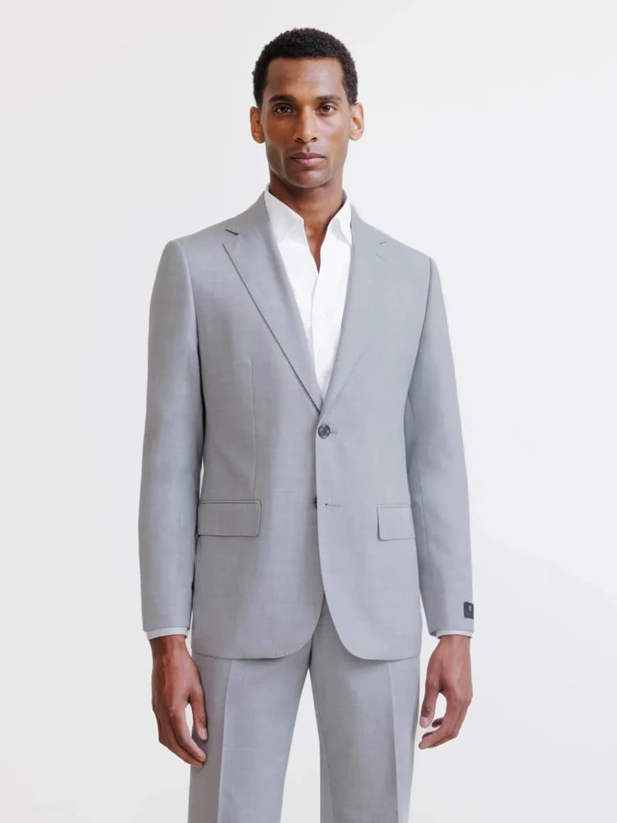 Costume 2 boutons 100% laine gris clair