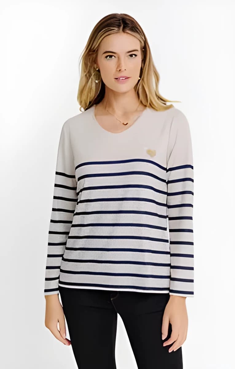 Tee-shirt broderie coeur – Beige