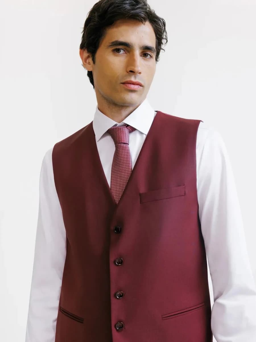 Gilet de costume avec laine majoritaire prune
