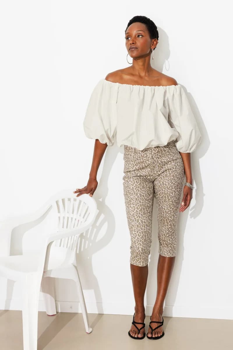 Blouse courte boule unie Femme