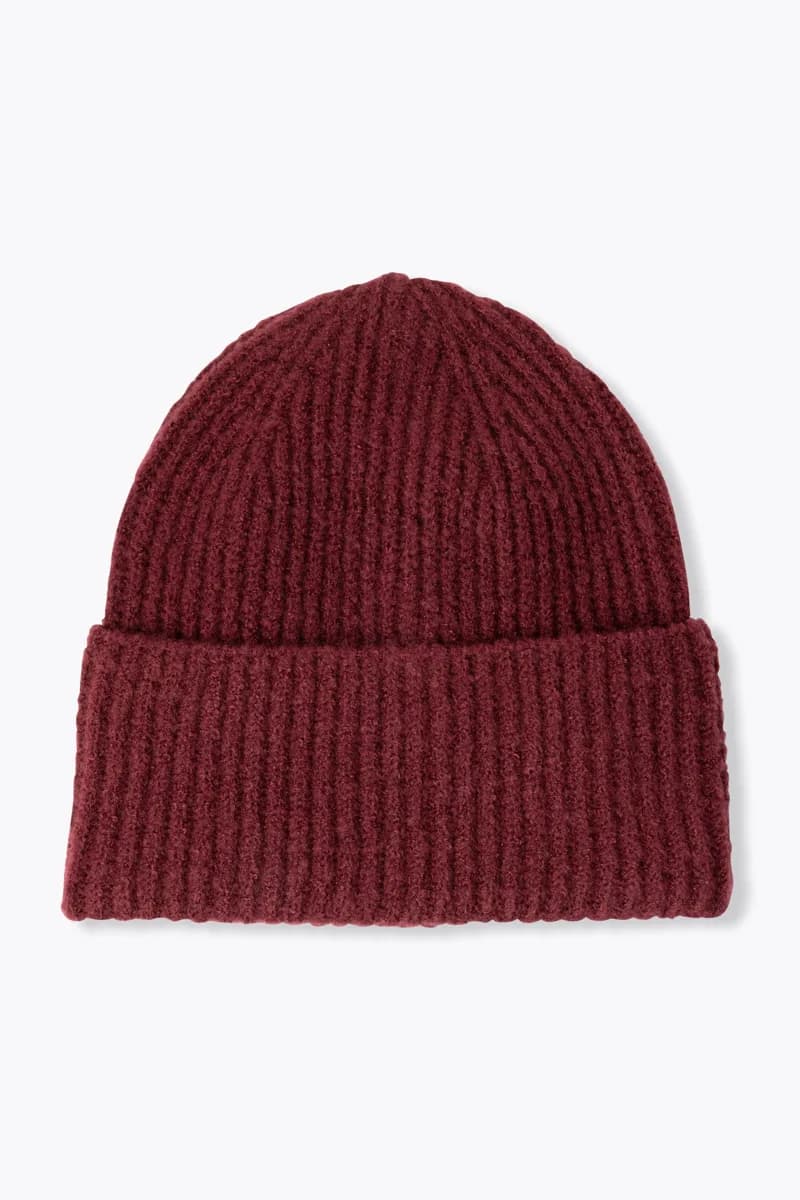 Bonnet côtelé à revers Femme