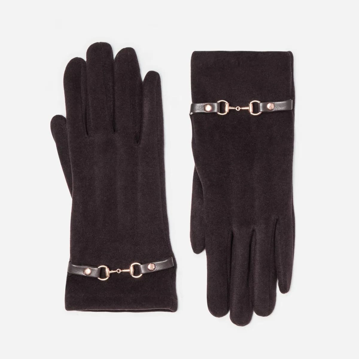 Gants marron décor poignets