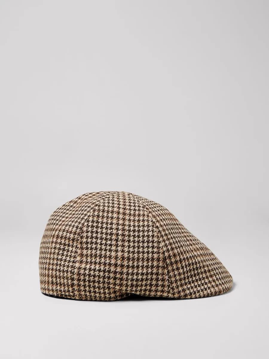 Casquette gavroche motif pied de poule.