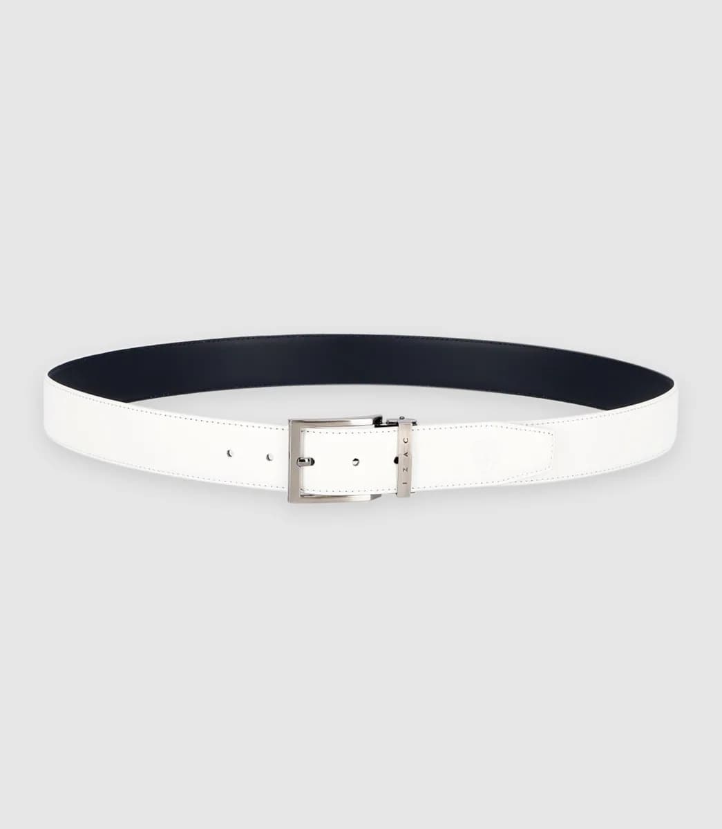 Ceinture 35mm en cuir blanche et marine NAME
