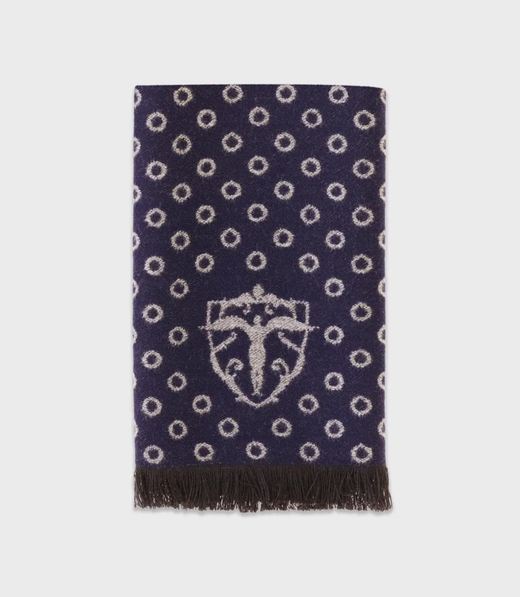 Echarpe à motifs avec franges marine