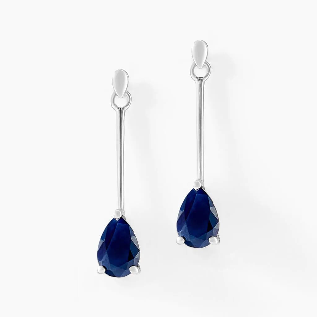 Boucles D'oreilles Pendantes Pluie D'Eclat Or Blanc Saphir