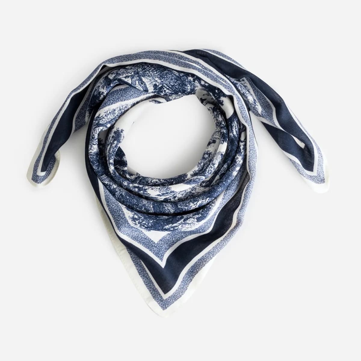 Foulard bleu motif jungle