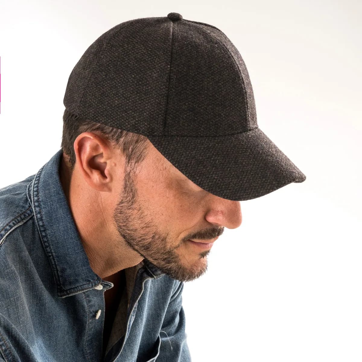 Casquette marron effet tweed