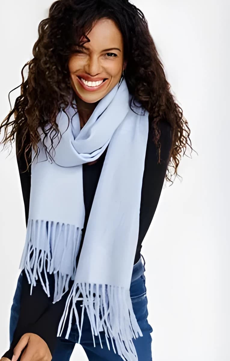 Echarpe en jacquard chaud uni – Bleu Ciel