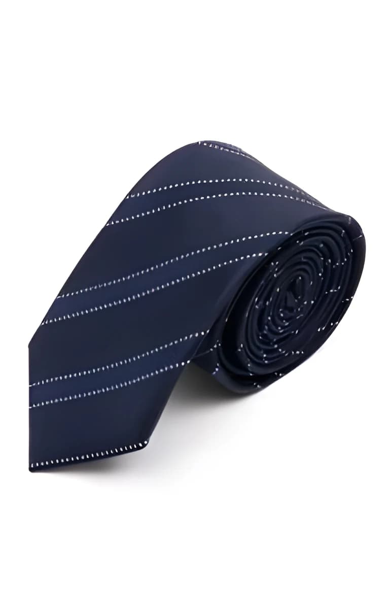 Cravate 7cm en soie Chevron Strie – Marine