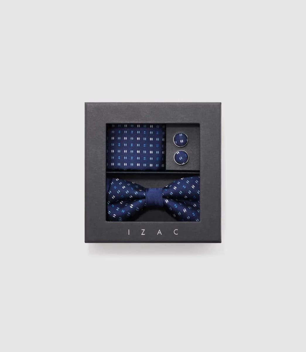 Coffret boutons de manchette, nœud papillon marine "Boxurko"