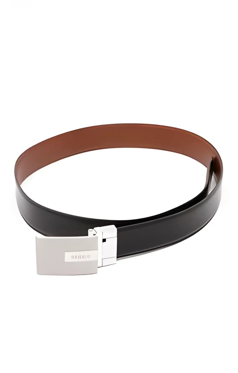 Ceinture cuir réversible à plaque Urban – Noir