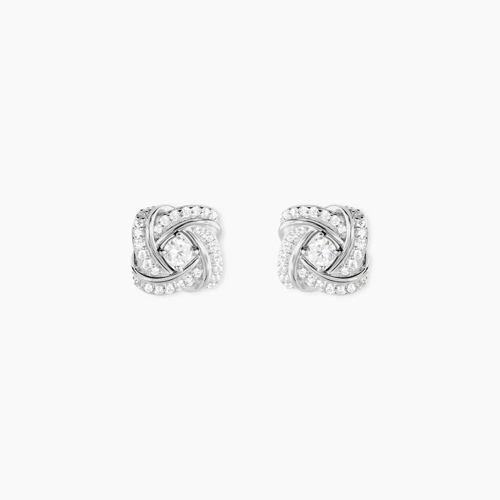 Boucles D'oreilles Puces Anasthase Argent Blanc Oxyde De Zirconium
