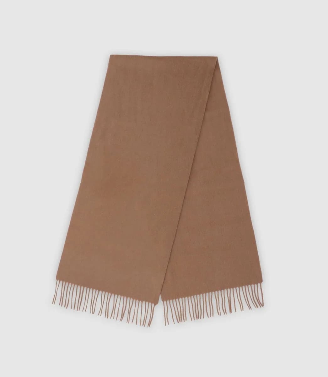 Echarpe unie à franges beige