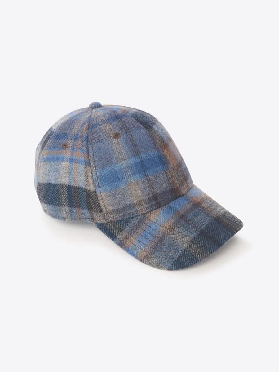 Casquette baseball en laine à carreaux