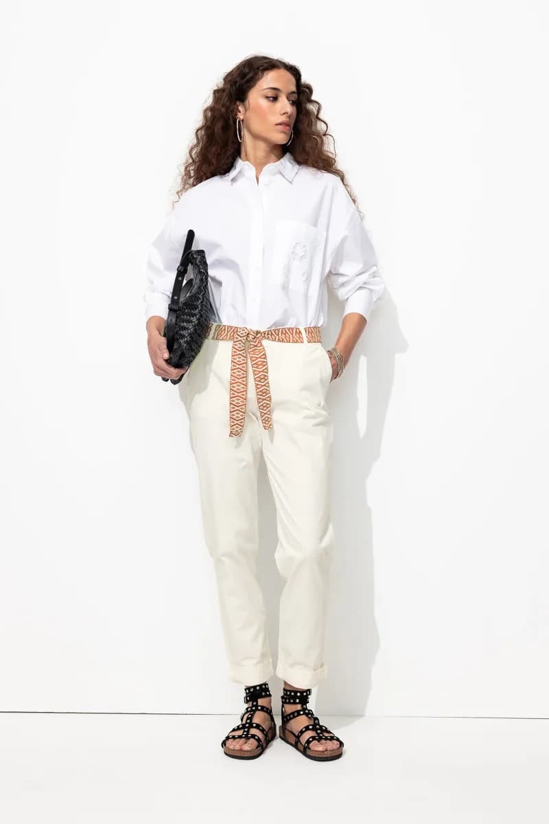 Pantalon chino ceinturé Femme