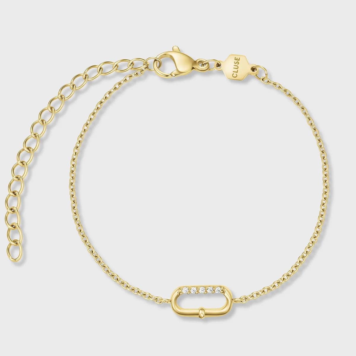 Élevé Oval Zirconia Bracelet, Gold Colour