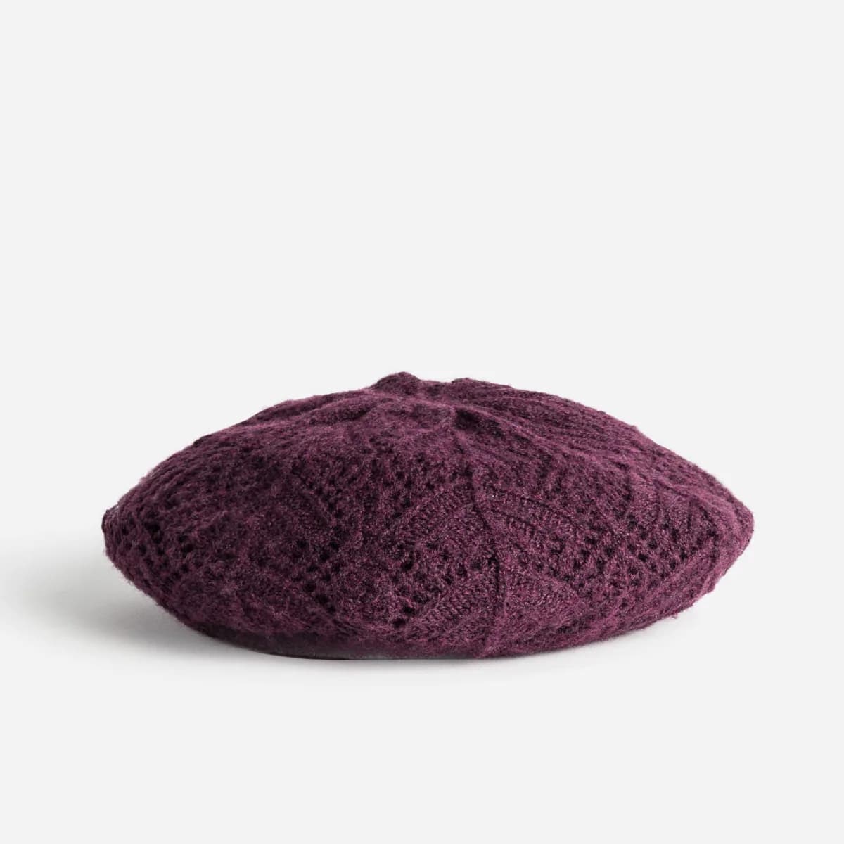 Béret bordeaux tricot relief fantaisie