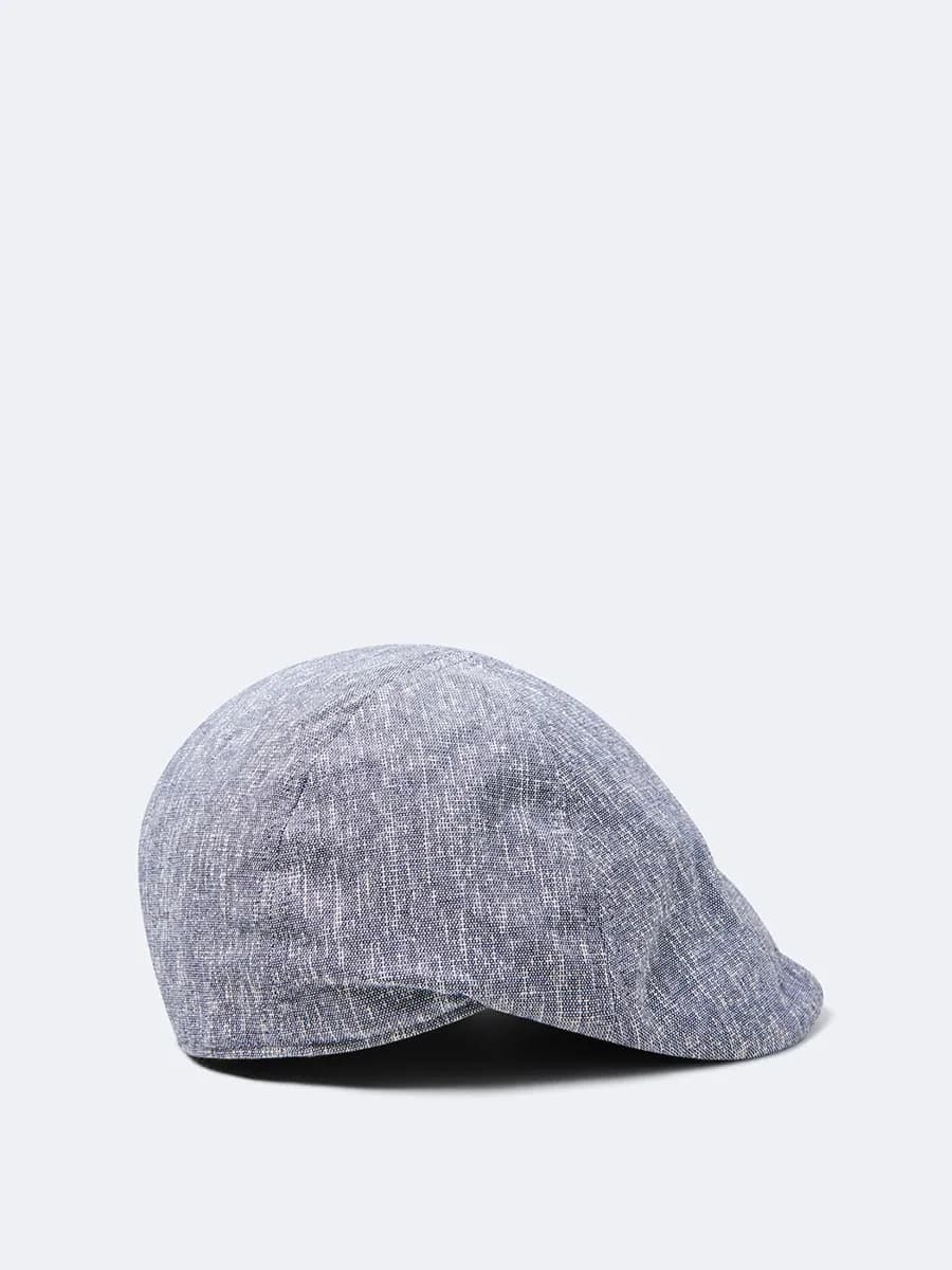 Casquette plate chinée en coton lin