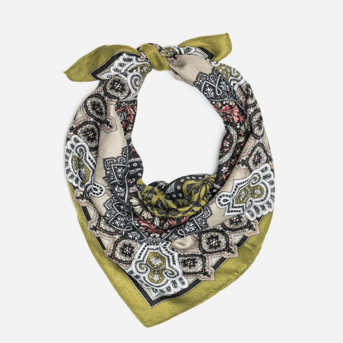 Foulard vert motif floral