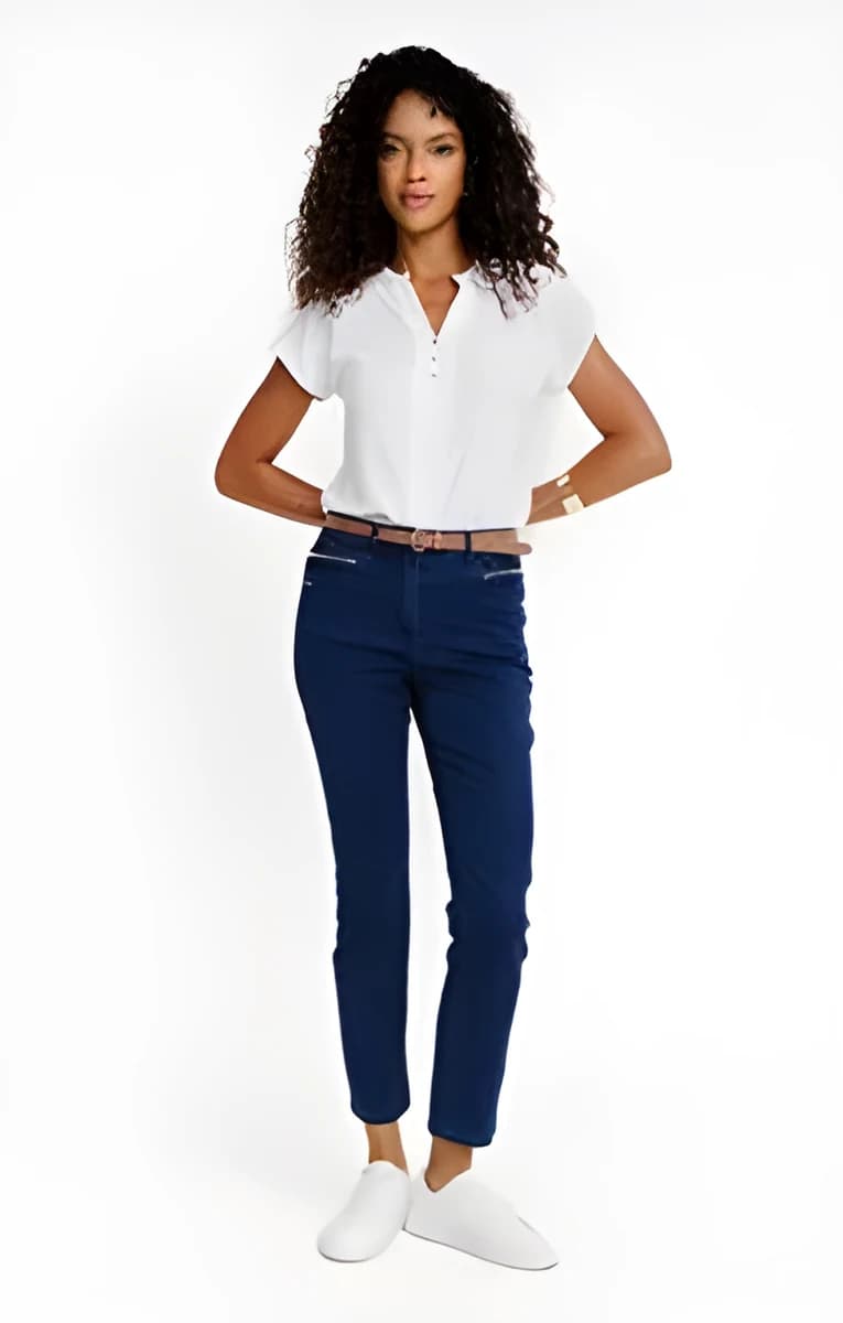 Jean 7/8 coupe slim avec ceinture – Bleu
