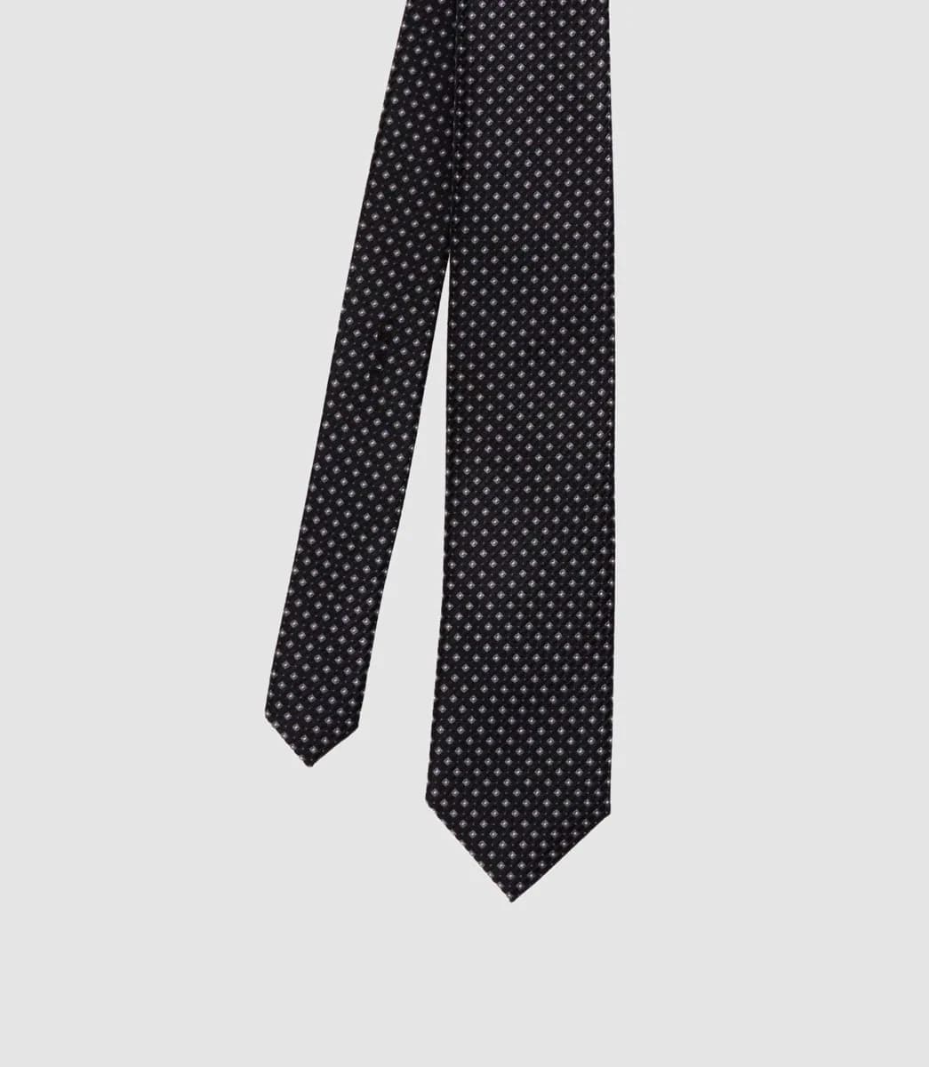 Cravate micro motif 7 cm noir MARIOB