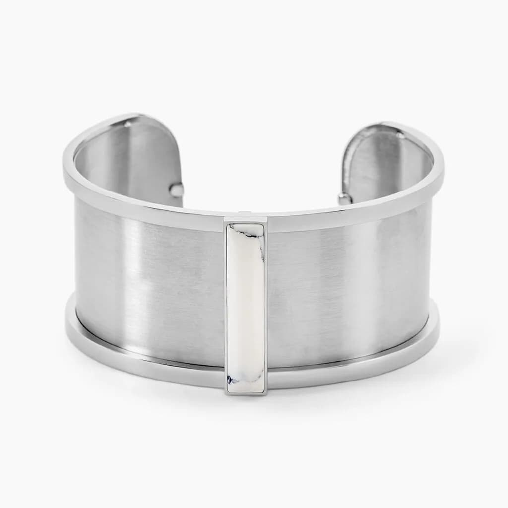 Bracelet Jonc Melvyna Acier Blanc Pierre De Synthese
