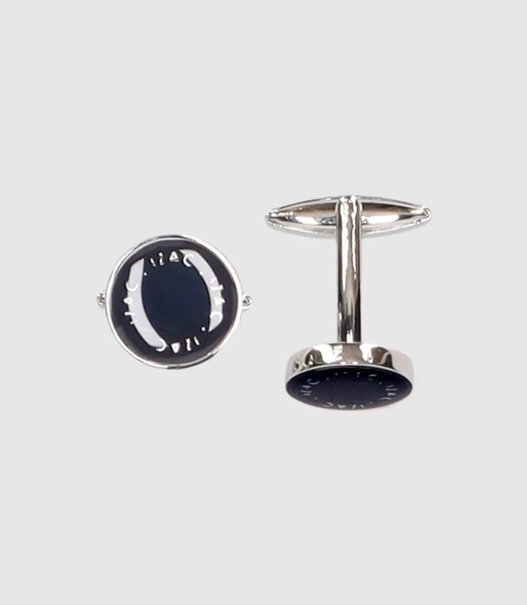 Boutons de manchette en métal marine avec logo