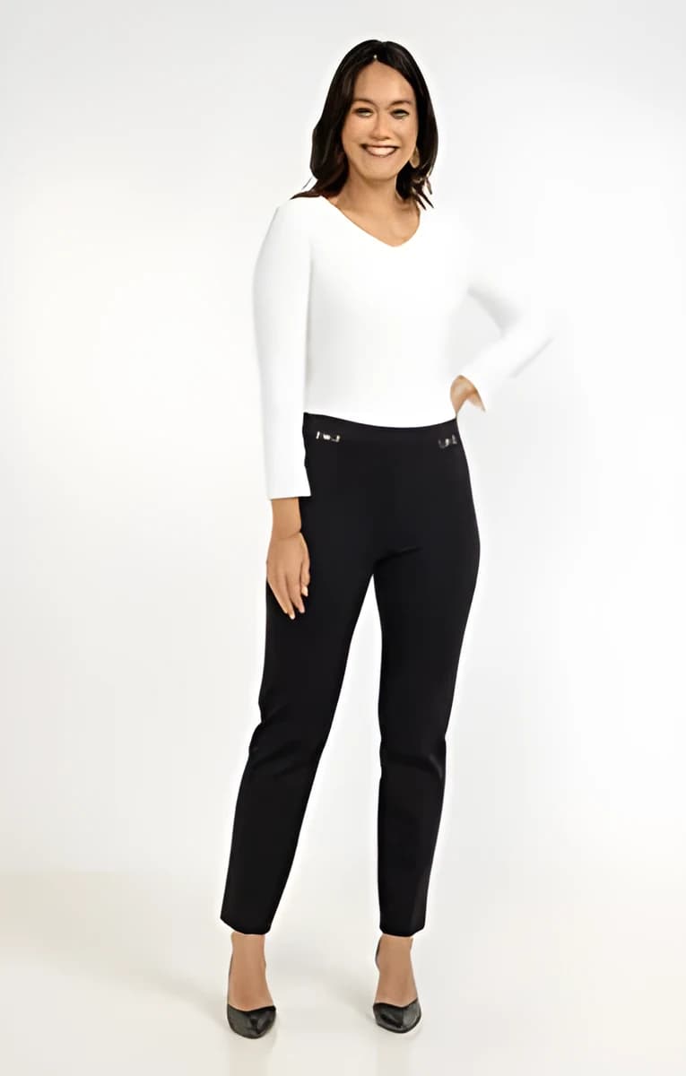 Tregging coupe droite bijou ceinture – Noir