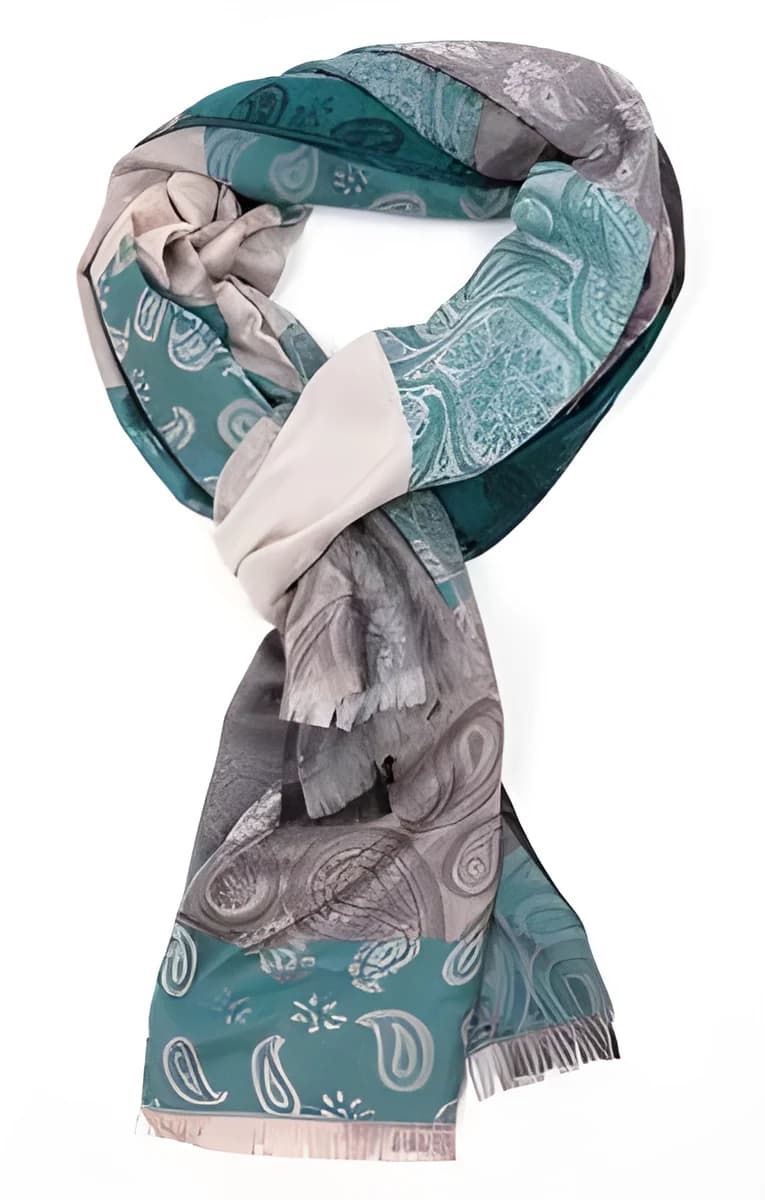 Foulard Jacquard léger imprimé – Pétrole