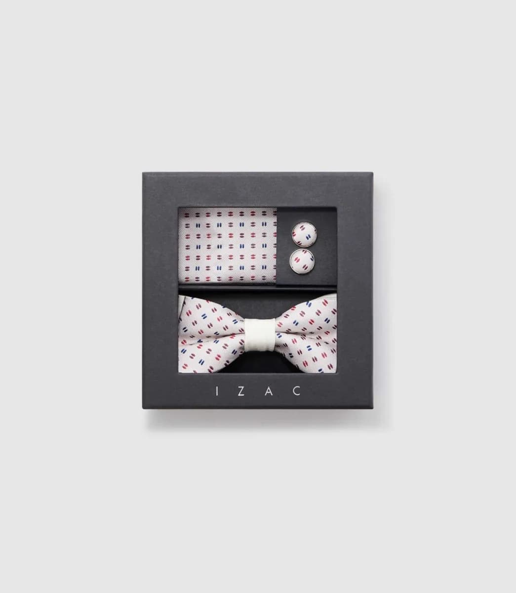 Coffret boutons de manchette, nœud papillon beige "Boxurko"