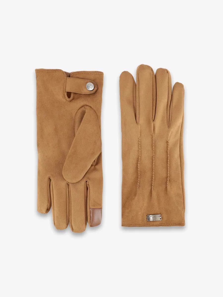 Gants unis en suède camel