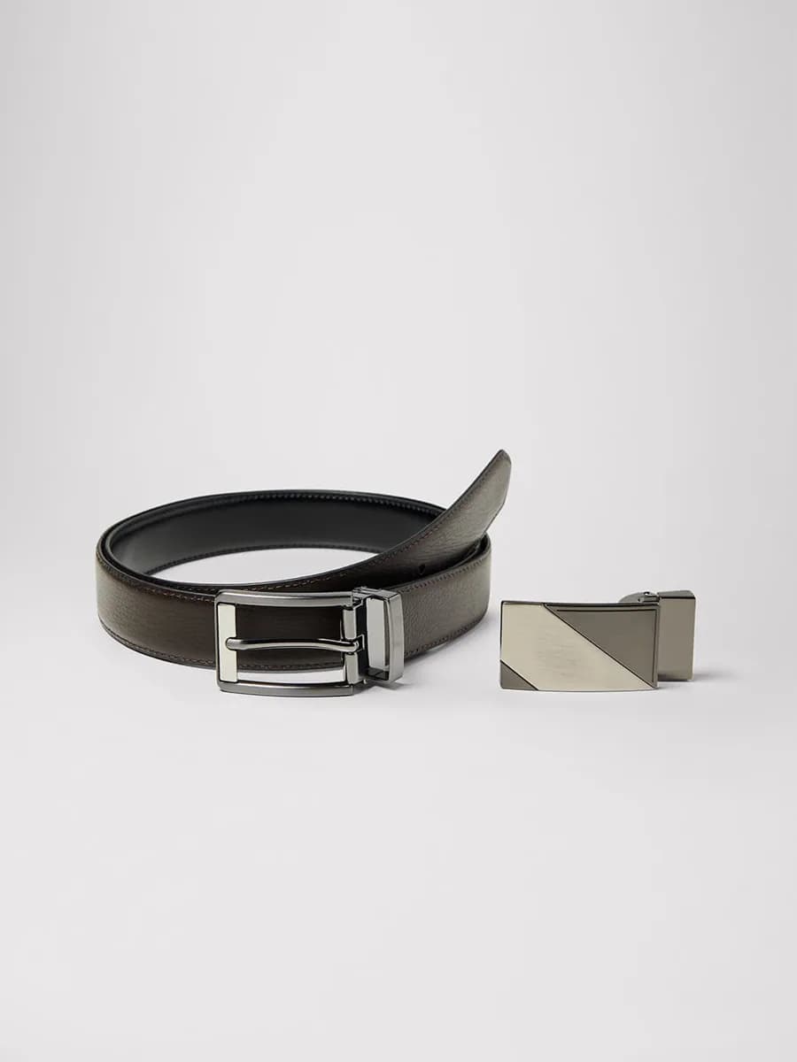 Coffret ceinture en cuir 2 boucles