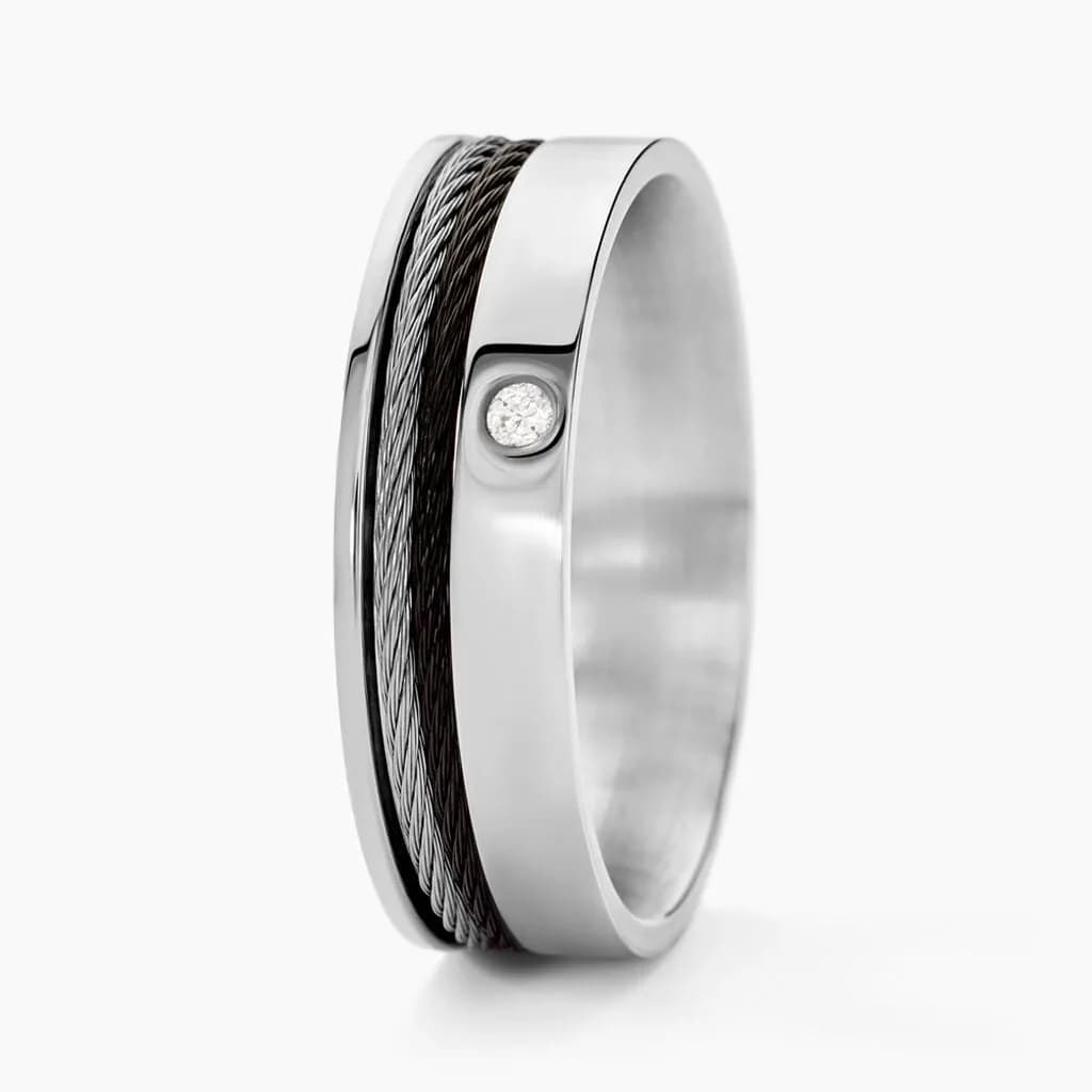 Bague Madine Acier Blanc Diamant