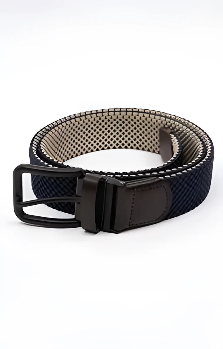Ceinture tressée homme à boucle – Noir