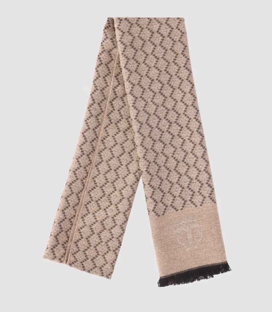 Echarpe à motif géométrique beige ABEILLE