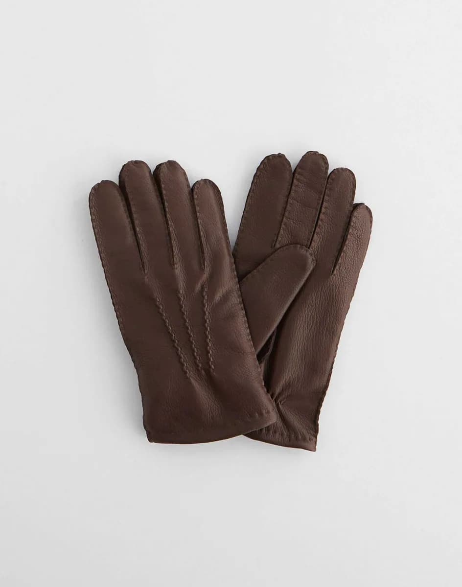 Gants cuir marron